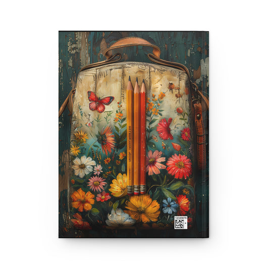 Floral Backpack with Pencils Hardcover Journal | Notebook, Sketchbook