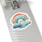 Boho Rainbow Cloud Sticker — Pastel Watercolor Kiss-Cut Decal for Laptops & Journals