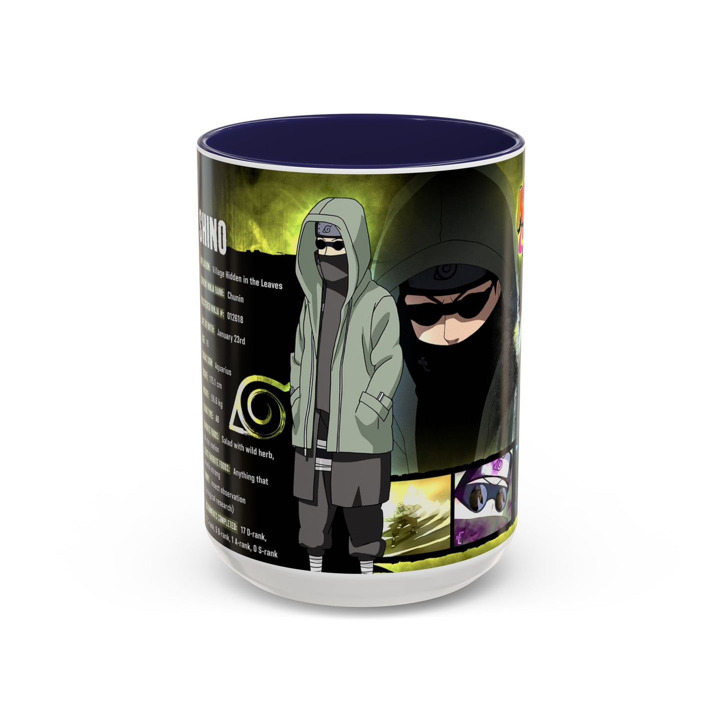 Naruto Shippuden Shino Aburame Accent Coffee Mug  Anime Character Fan Gift (11/15oz)