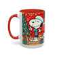 Yellow Santa Holiday Mug | Christmas Accent Coffee Mug (11,15oz)
