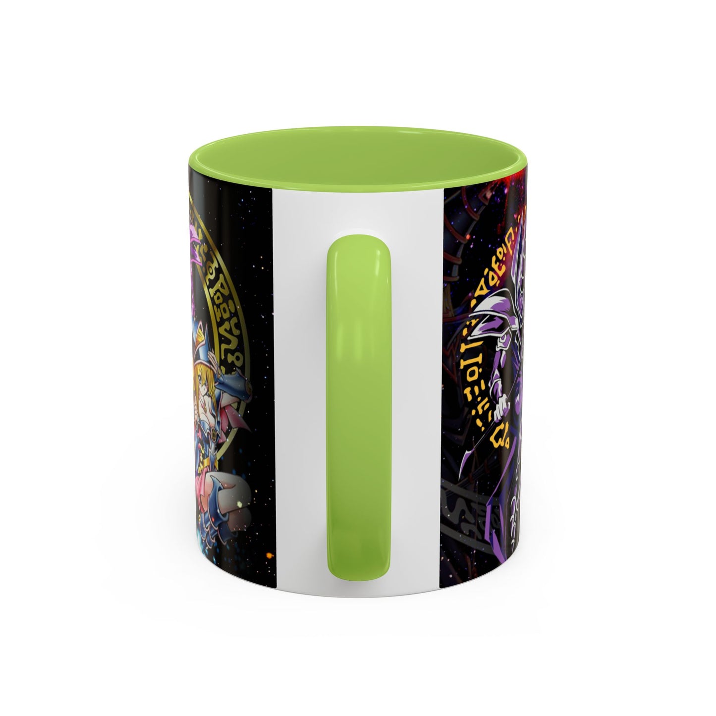 Yu-Gi-Oh! Dark Magician & Dark Magician Girl Accent Coffee Mug | Anime Duelist Galaxy Design (11/15oz)