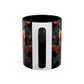 Autumn Raven Accent Coffee Mug — Black Crow & Orange Chrysanthemums (11/15oz)