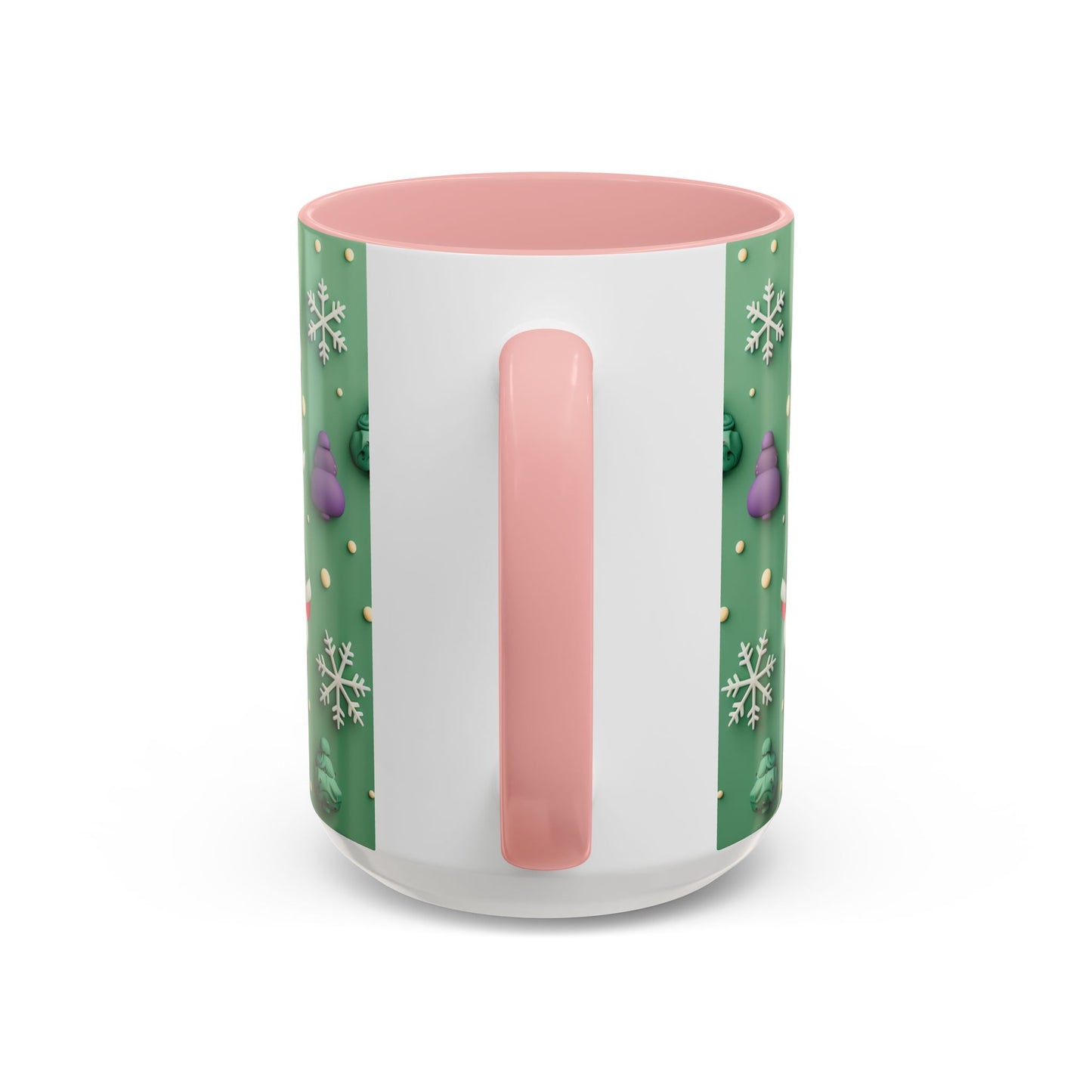 Whimsical Santa Pattern Accent Coffee Mug | Christmas Santa Snowflakes 11oz 15oz