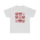 Red Paw Prints and Bows Tee | Cute Cat Dog Paw Heart Pattern