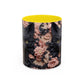 Black Cat & Pink Roses Accent Coffee Mug  11/15oz Floral Cat Art