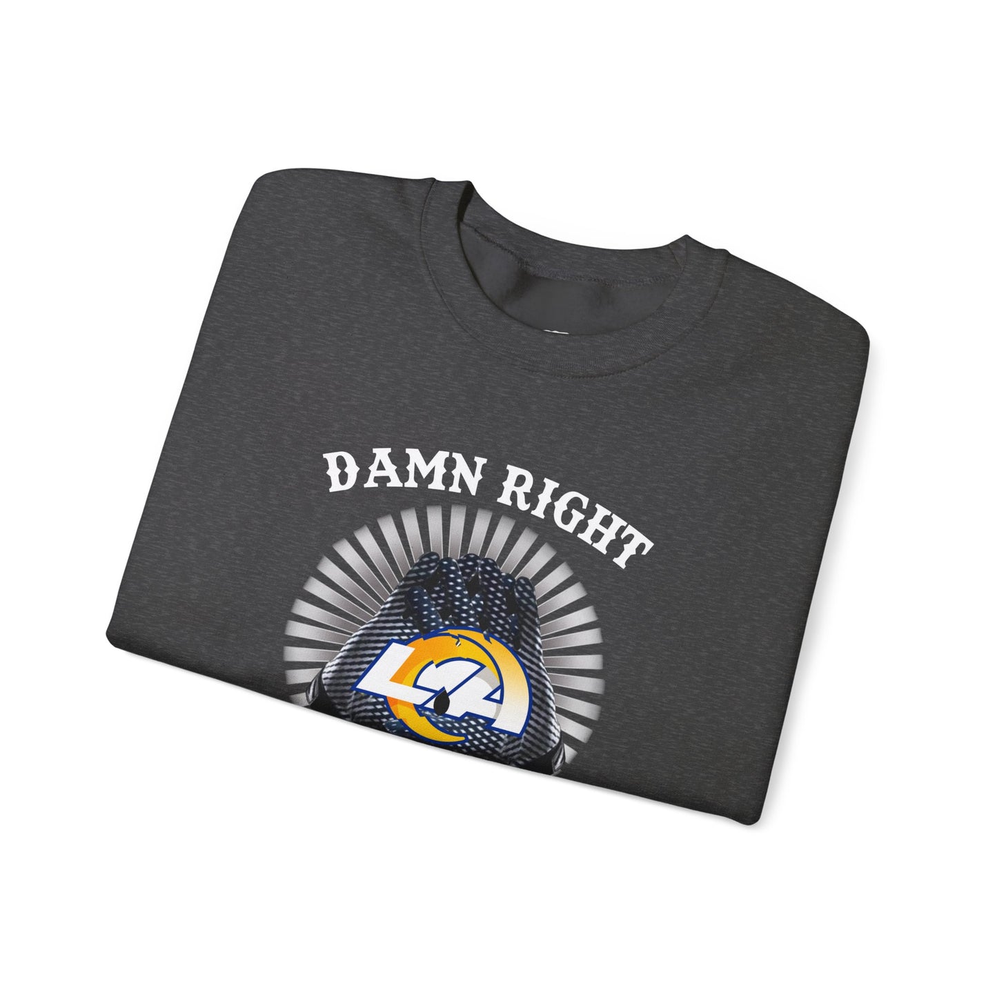 Custom “Damn Right I Am a Rams Fan” Crewneck Sweatshirt – Vintage Football Fan Pullover