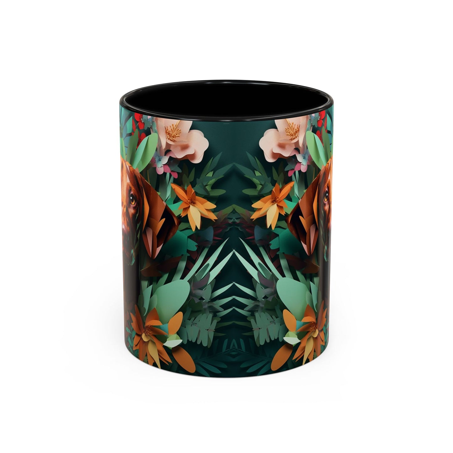 Vizsla Floral Accent Coffee Mug — Dog Portrait Botanical 11/15oz