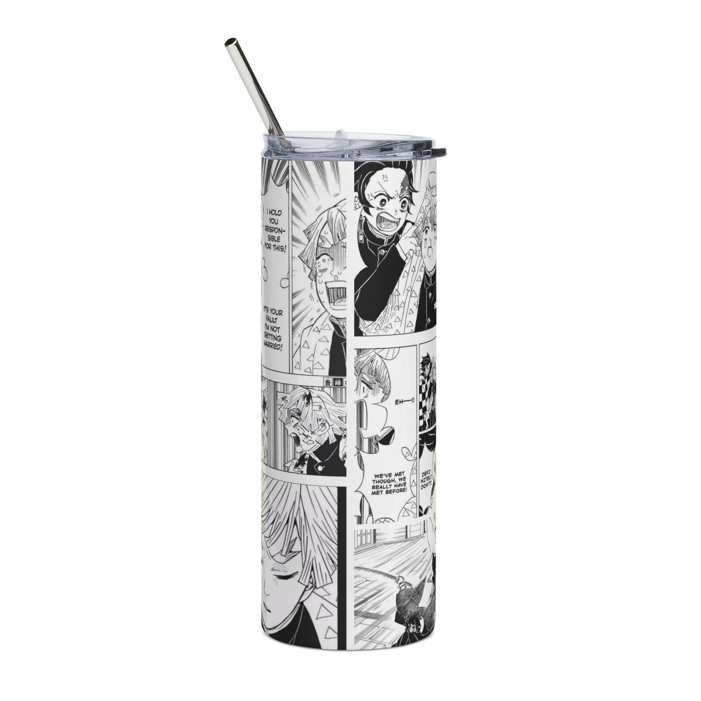 Anime Demon Slayer Inspired Style 20oz Stainless Tumbler  Color & Manga Panel Design