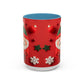 Cute Santa Pattern Accent Coffee Mug | Christmas Holiday Snowflakes