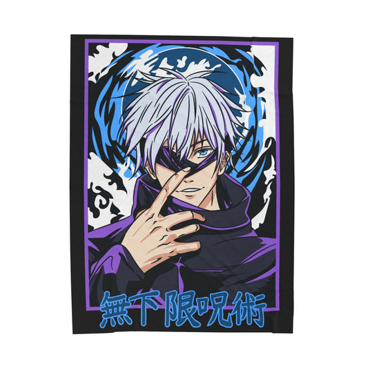 Anime Sorcerer Illustration Velveteen Plush Blanket | Jujutsu Theme