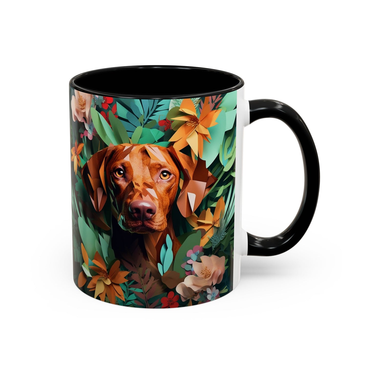 Vizsla Floral Accent Coffee Mug — Dog Portrait Botanical 11/15oz