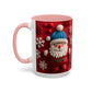 Santa Claus Pattern Mug | Red Snowflakes Christmas Coffee Cup