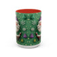 Whimsical Santa Pattern Accent Coffee Mug | Christmas Santa Snowflakes 11oz 15oz