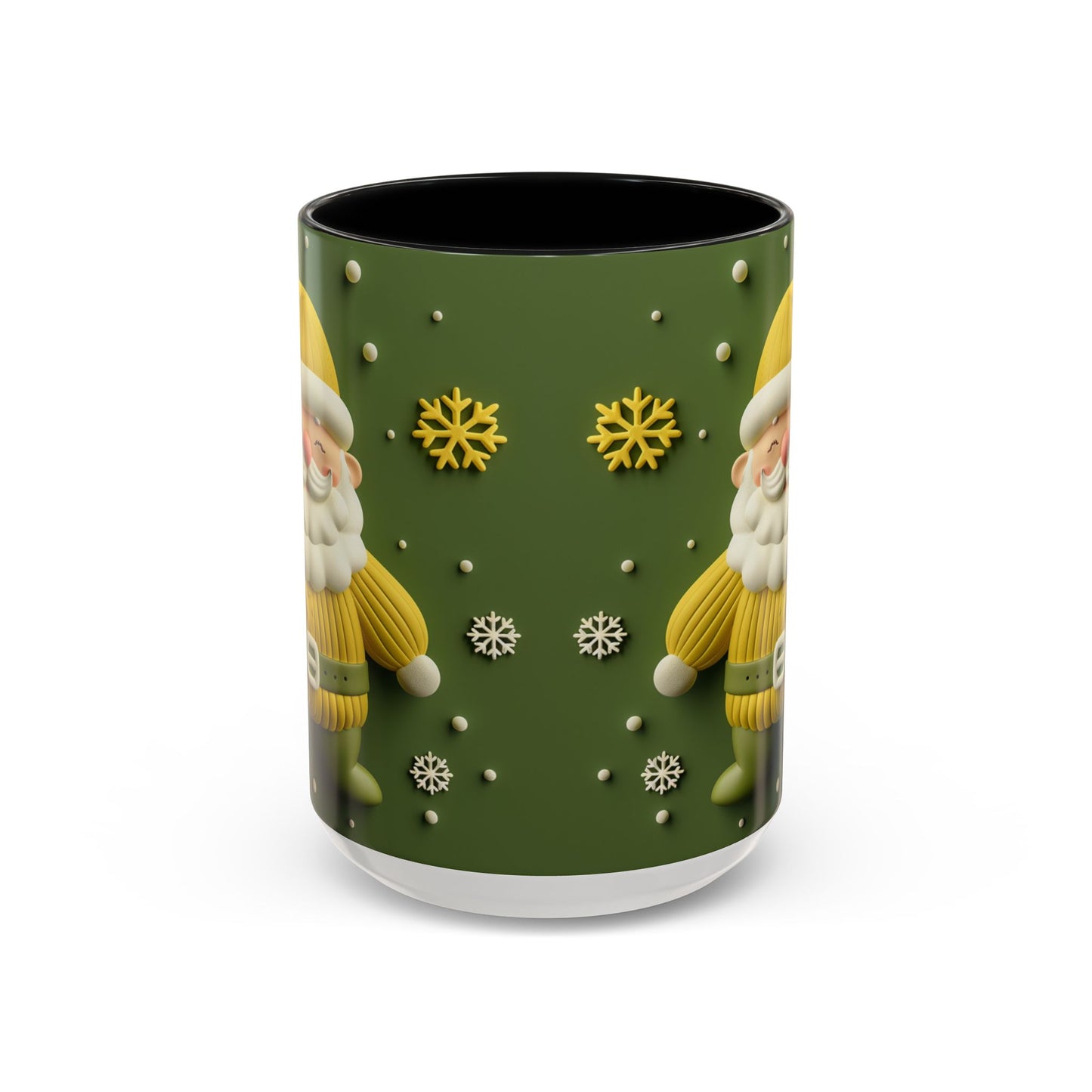 Yellow Santa Holiday Mug | Christmas Accent Coffee Mug (11,15oz)