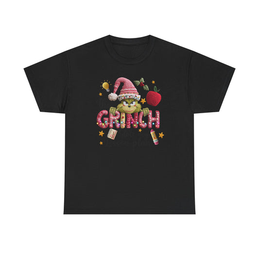 Grinch Teacher Design T-Shirt | I Stole My Lesson Plan Christmas Tee