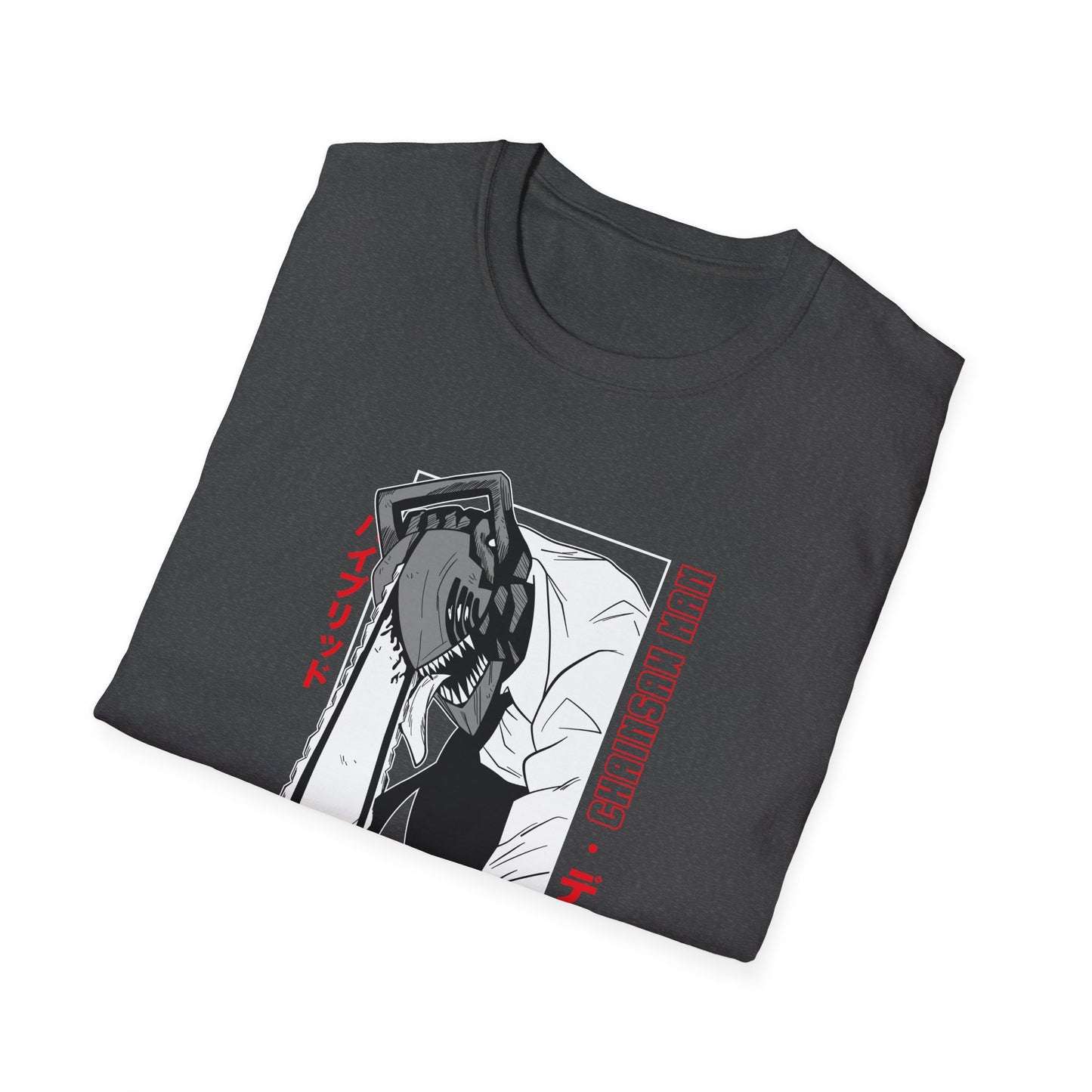 Anime T-Shirt — Dark Anime Chainsaw Man ‘Denji’ Graphic Tee (Japanese Text)