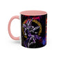 Yu-Gi-Oh! Dark Magician & Dark Magician Girl Accent Coffee Mug | Anime Duelist Galaxy Design (11/15oz)