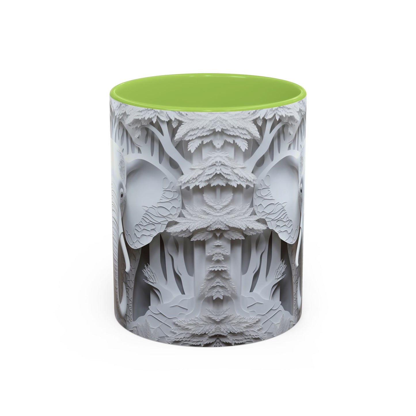 Elephant Relief Accent Coffee Mug  Grey Carved Jungle Design (11/15oz)