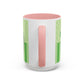 Princess Cat Illustration Accent Coffee Mug | Green Stripes