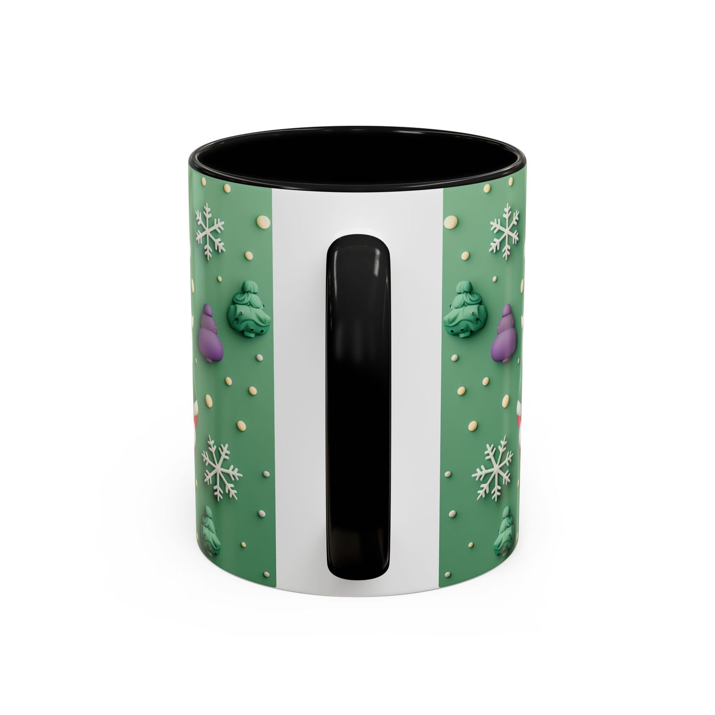 Whimsical Santa Pattern Accent Coffee Mug | Christmas Santa Snowflakes 11oz 15oz