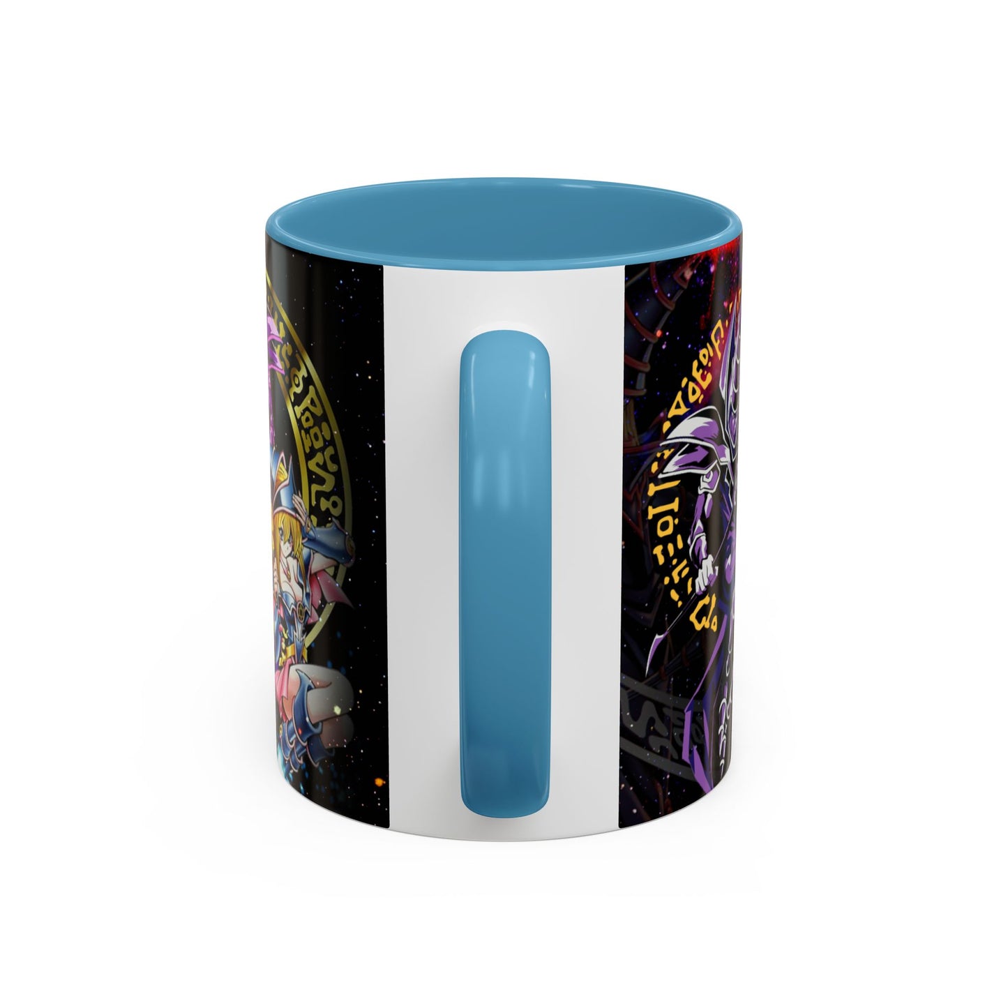 Yu-Gi-Oh! Dark Magician & Dark Magician Girl Accent Coffee Mug | Anime Duelist Galaxy Design (11/15oz)