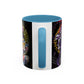 Yu-Gi-Oh! Dark Magician & Dark Magician Girl Accent Coffee Mug | Anime Duelist Galaxy Design (11/15oz)