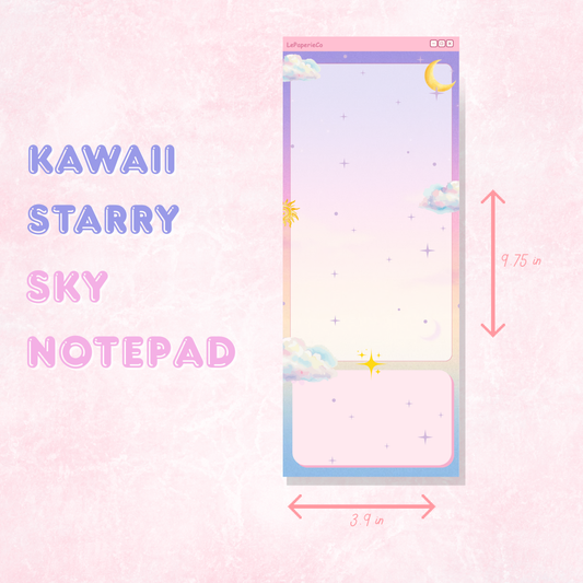Kawaii Starry Sky Notepad | 50 pages (3.9 x 9.75 in)