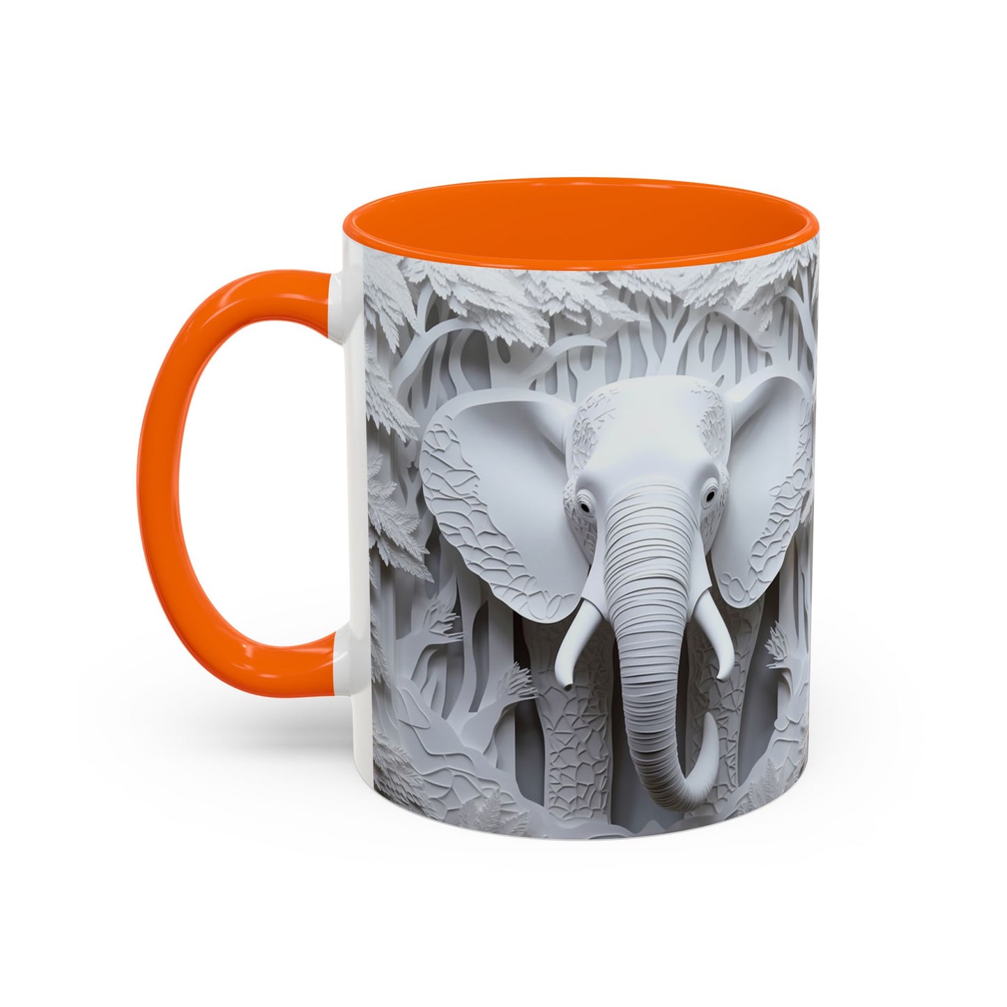 Elephant Relief Accent Coffee Mug  Grey Carved Jungle Design (11/15oz)
