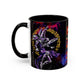 Yu-Gi-Oh! Dark Magician & Dark Magician Girl Accent Coffee Mug | Anime Duelist Galaxy Design (11/15oz)
