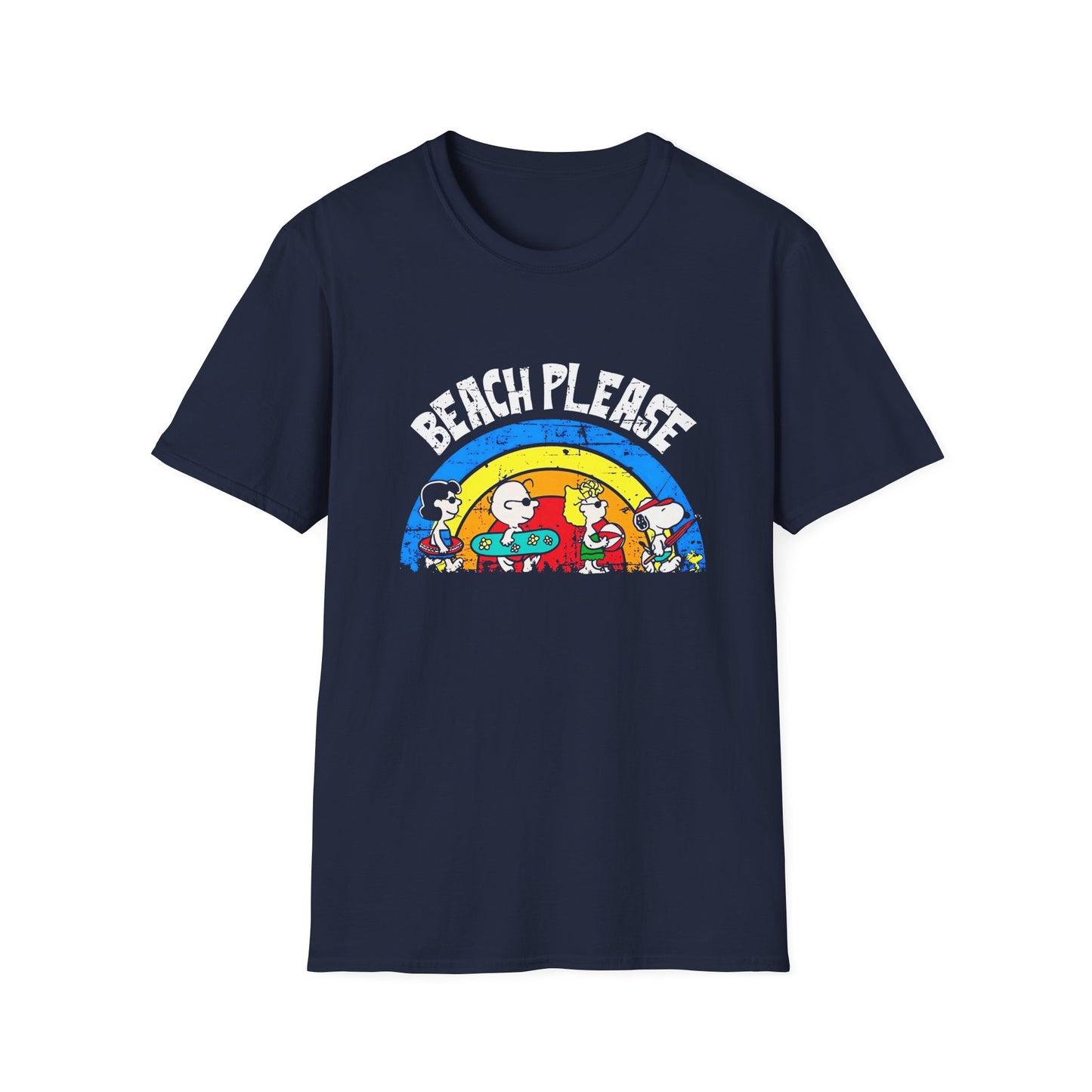 Beach Please T-Shirt — Vintage Rainbow Snoopy Summer Tee