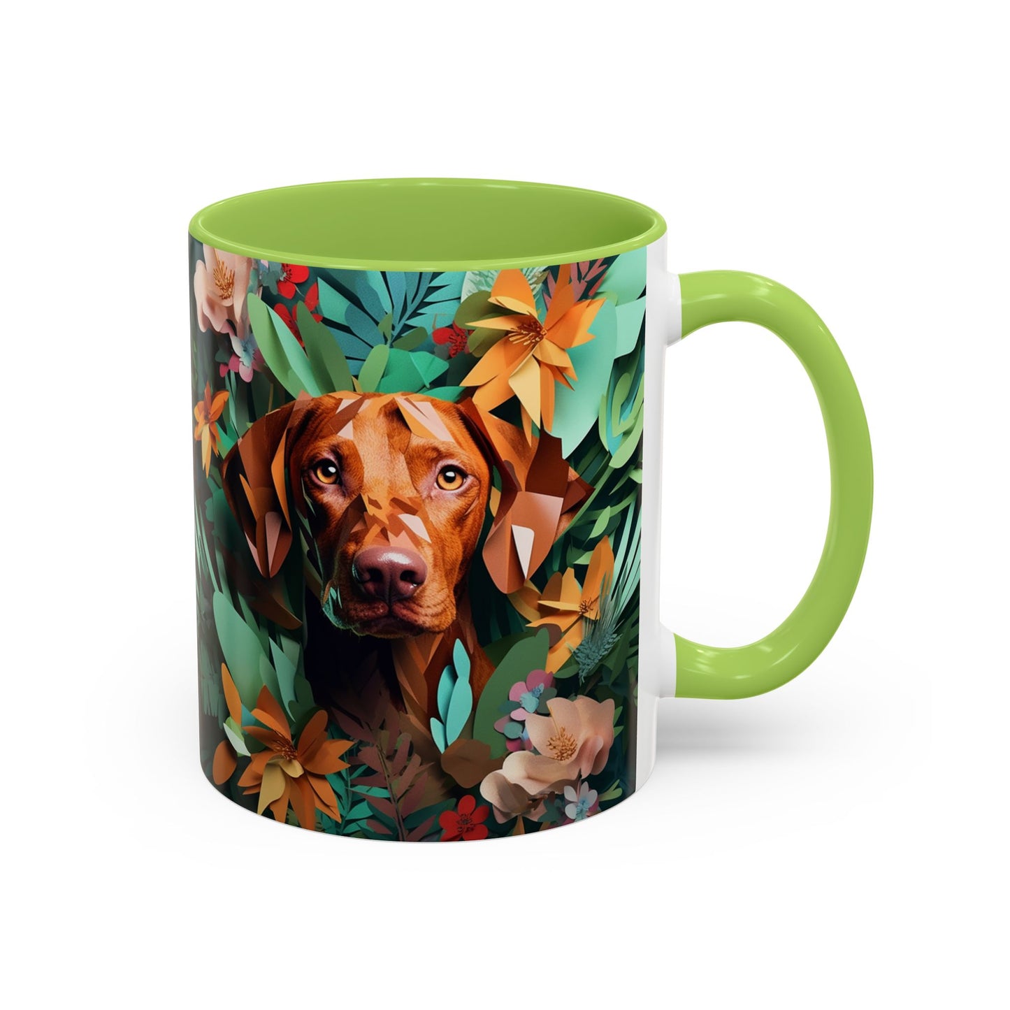 Vizsla Floral Accent Coffee Mug — Dog Portrait Botanical 11/15oz