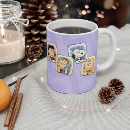 Snoopy & Woodstock Pattern Mug | 11oz Coffee Cup