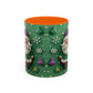 Whimsical Santa Pattern Accent Coffee Mug | Christmas Santa Snowflakes 11oz 15oz