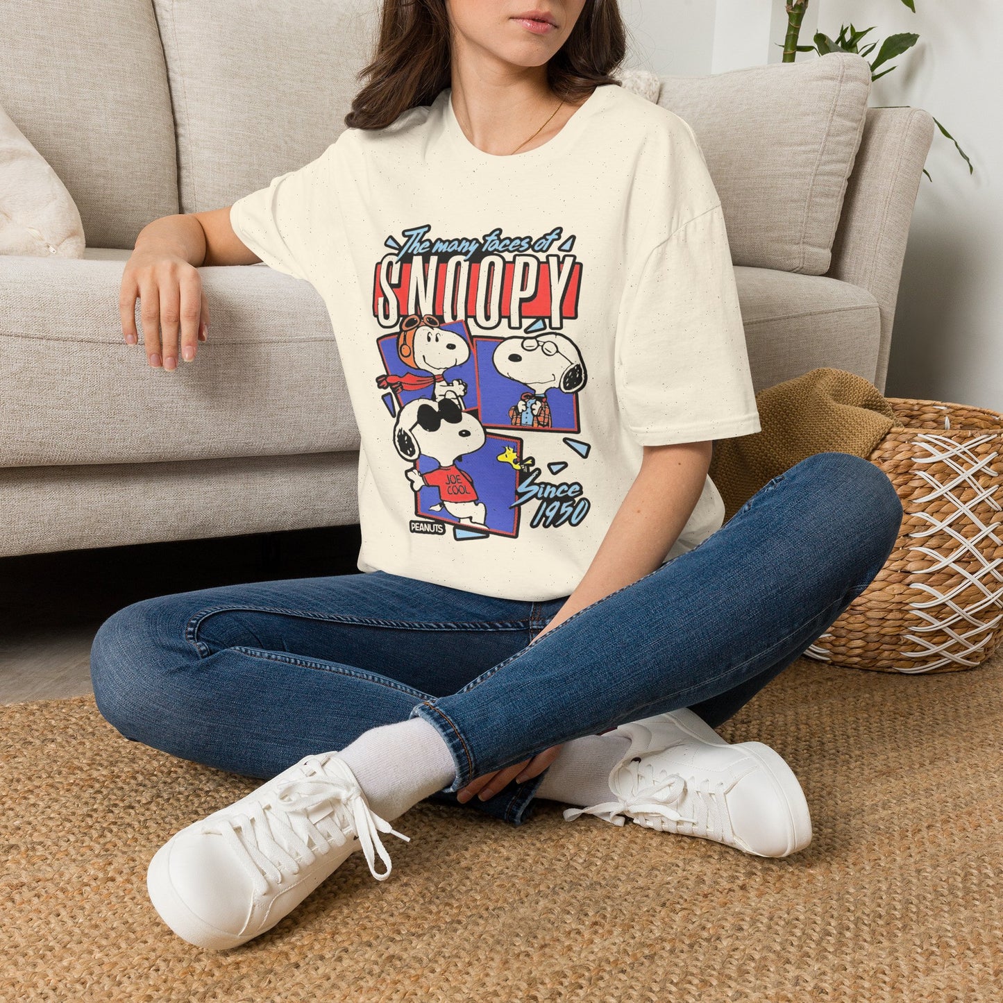 Snoopy Graphic T-Shirt — "The Many Faces of Snoopy" Retro Cartoon Tee