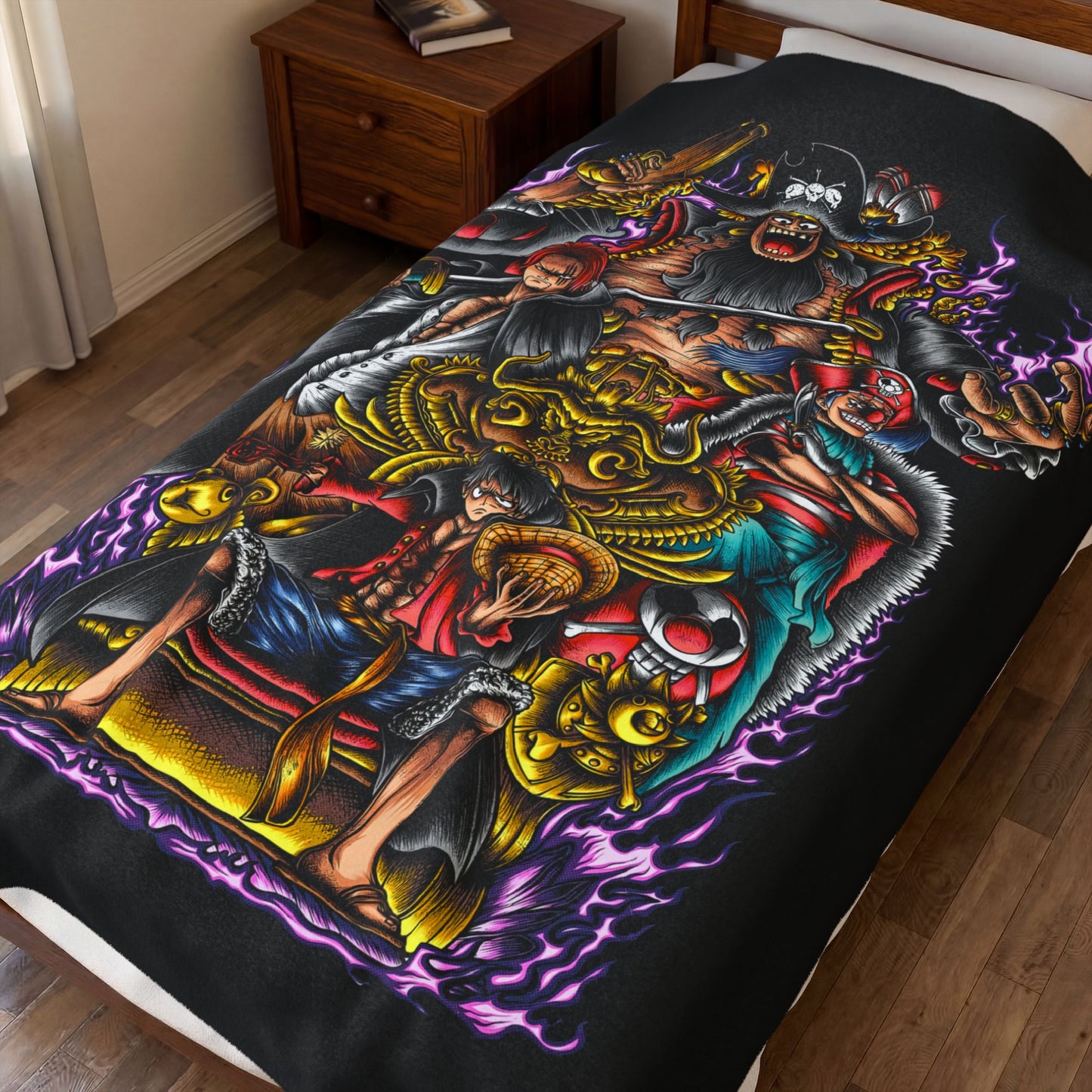 One Piece Straw Hat Crew Blanket | Anime Pirate Crew Velveteen Throw