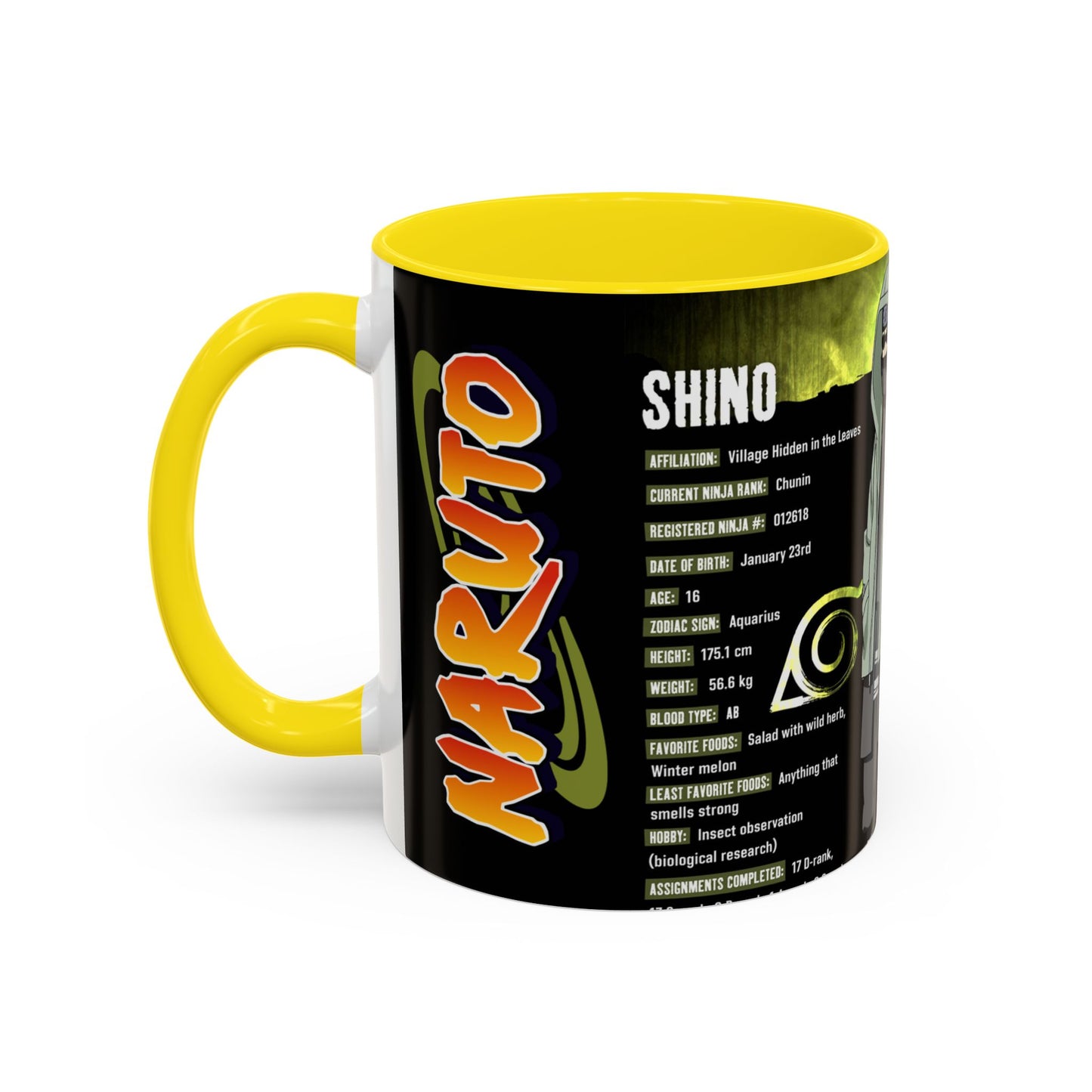 Naruto Shippuden Shino Aburame Accent Coffee Mug | Anime Character Fan Gift (11/15oz)
