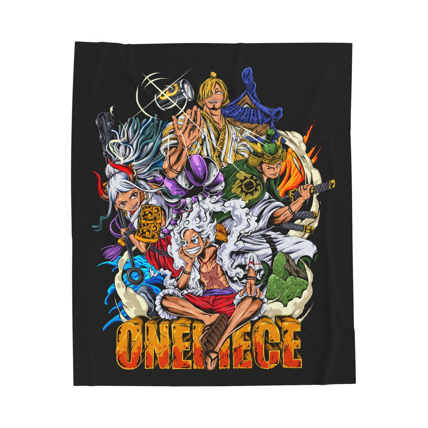 One Piece Characters Velveteen Plush Blanket | Anime Crew Throw