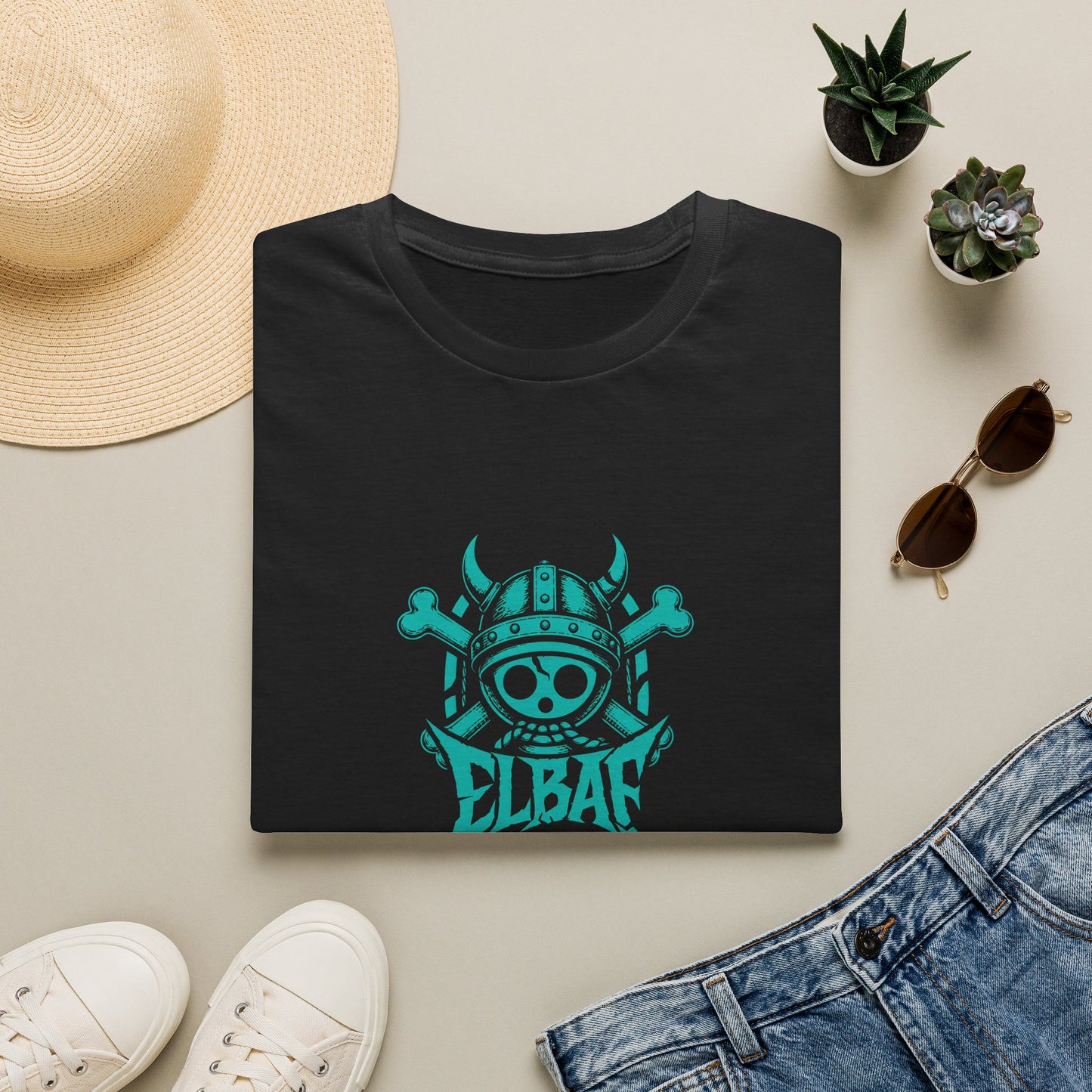 Elban Viking Skull T-Shirt — Nautical Pirate-Inspired Graphic Tee