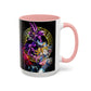 Yu-Gi-Oh! Dark Magician & Dark Magician Girl Accent Coffee Mug | Anime Duelist Galaxy Design (11/15oz)