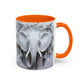 Elephant Relief Accent Coffee Mug  Grey Carved Jungle Design (11/15oz)