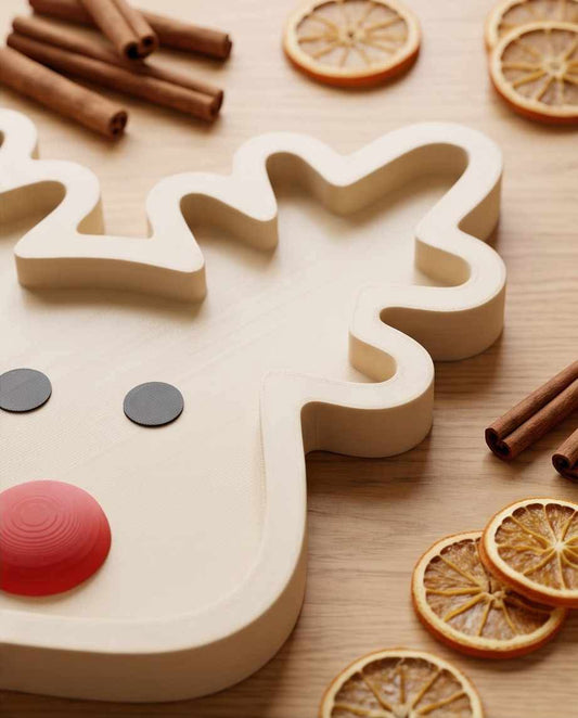 Festive Reindeer Wooden Serving Tray & Holiday Platter