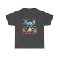 Cute Blue Alien Character Tee | Sitting Stitch-Inspired Design, Floral Accents