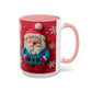 Clay Santa Pattern Mug | Christmas Snowflake Accent Coffee Mug