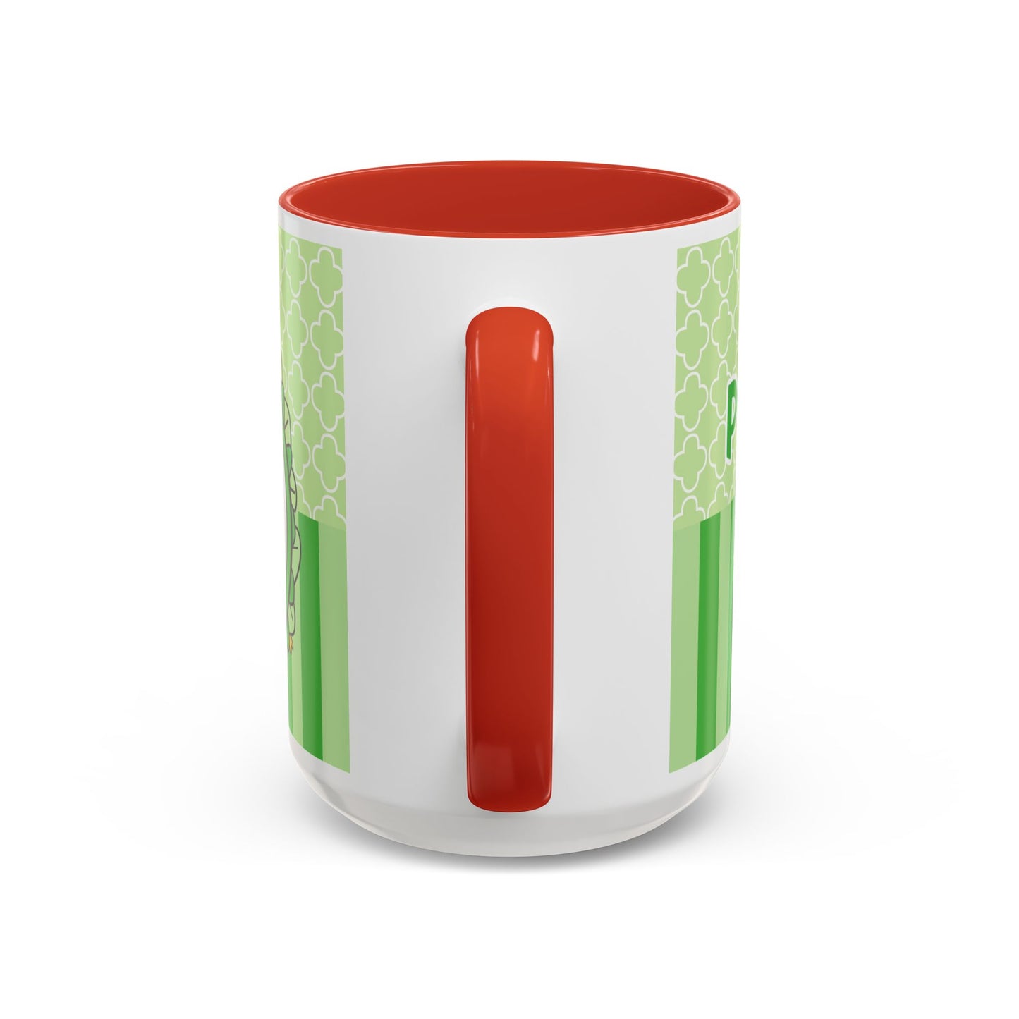 Princess Cat Illustration Accent Coffee Mug | Green Stripes