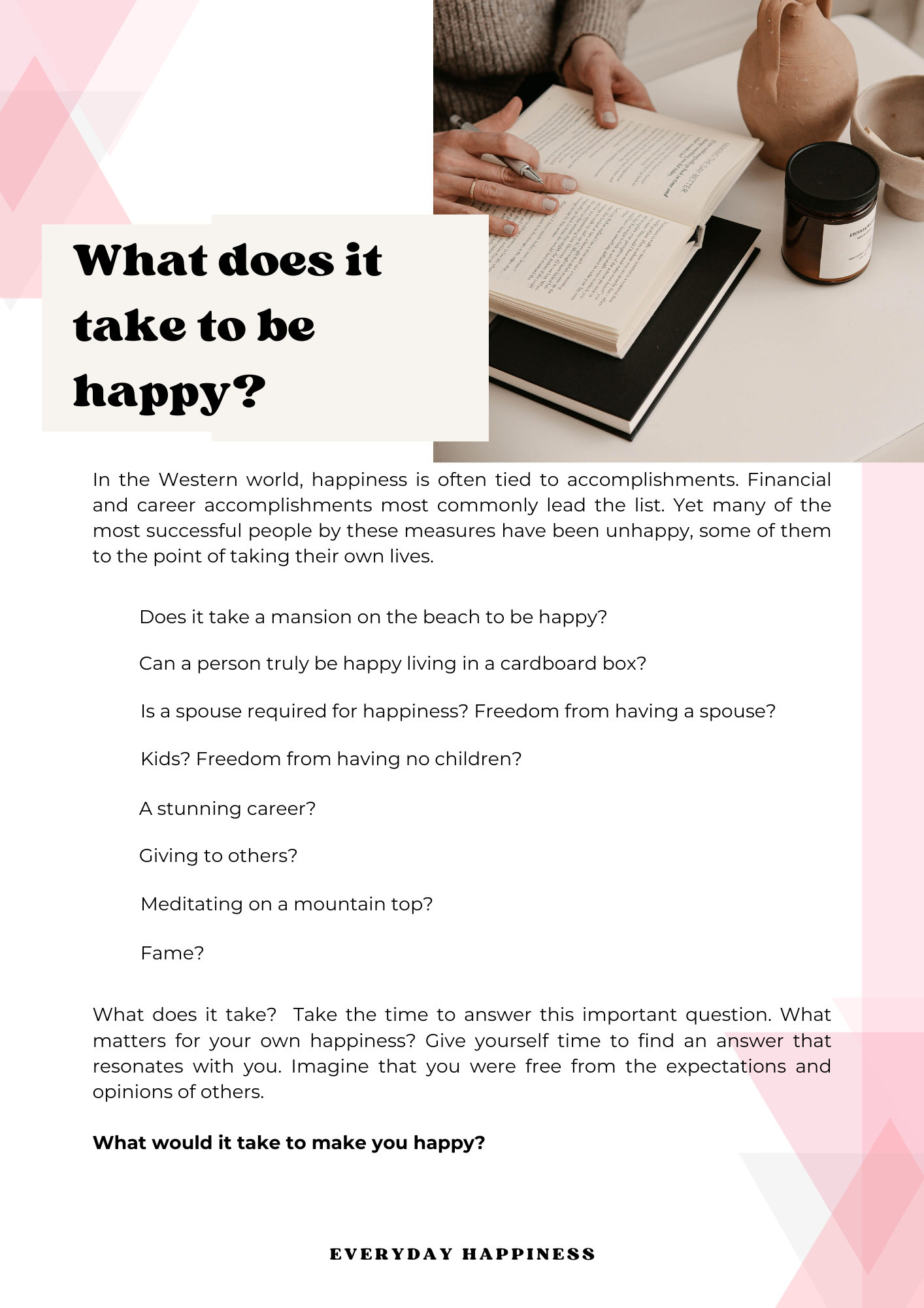 Everyday Happiness eBook Workbook | Digital Download