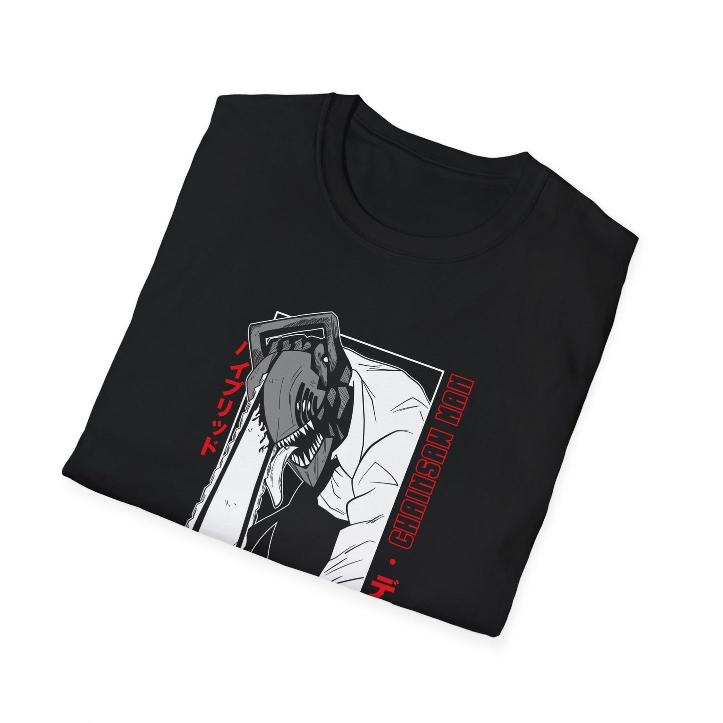 Anime T-Shirt — Dark Anime Chainsaw Man ‘Denji’ Graphic Tee (Japanese Text)