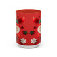 Cute Santa Pattern Accent Coffee Mug | Christmas Holiday Snowflakes