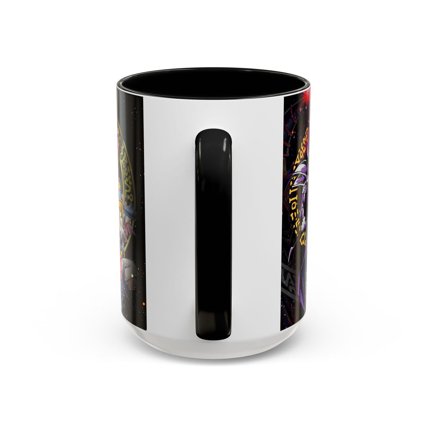 Yu-Gi-Oh! Dark Magician & Dark Magician Girl Accent Coffee Mug | Anime Duelist Galaxy Design (11/15oz)