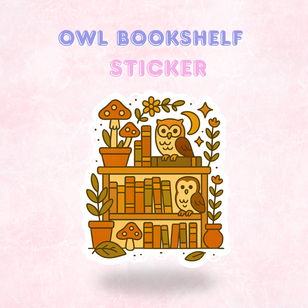 Owl Bookshelf | Laminated Holographic Sticker/Decal