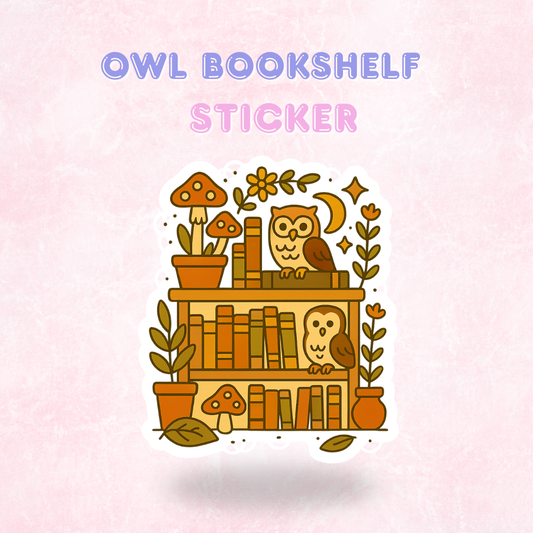 Owl Bookshelf | Laminated Holographic Sticker/Decal